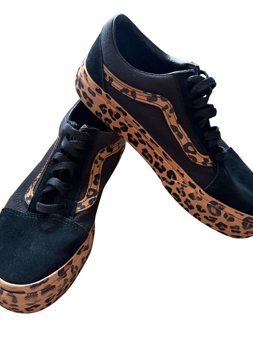 VANS OLD SKOOL PLATFORM LEOPARD PRINT BLACK SUEDE CANVAS SNEAKERS WOMENS SIZE 8 - Picture 7 of 11